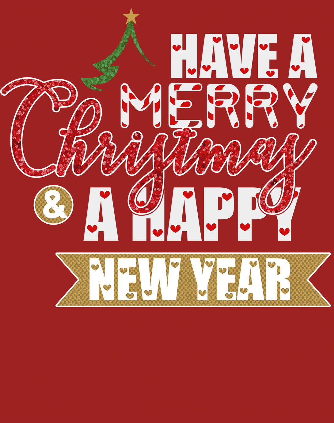 NYE Merry Christmas Happy New Year Hearts Party Xmas Eve Men's T-Shirt Red - Urban Species Design Close Up