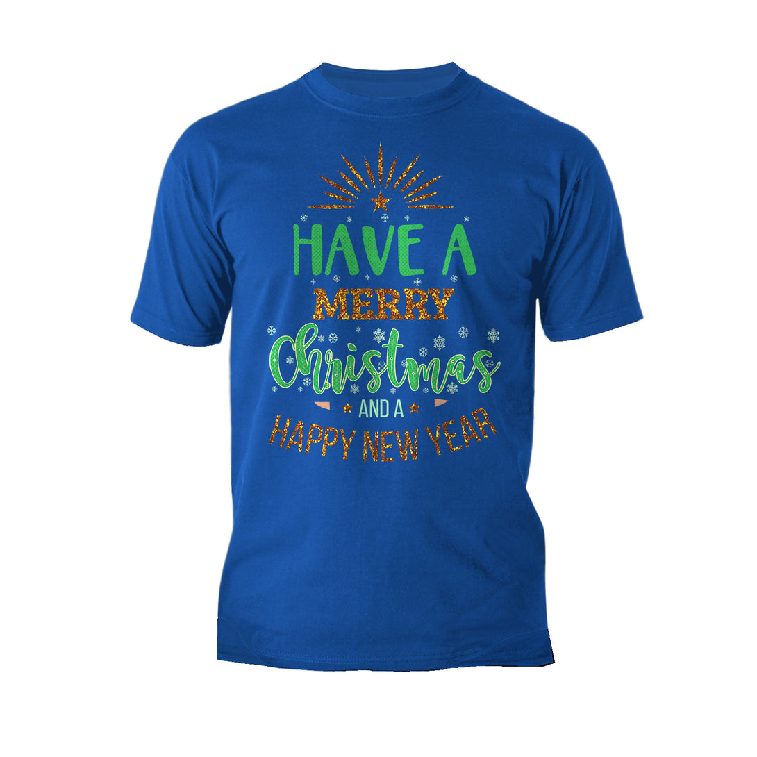 NYE Merry Christmas Sparkle Happy New Year Eve Xmas Party Men's T-Shirt Blue - Urban Species