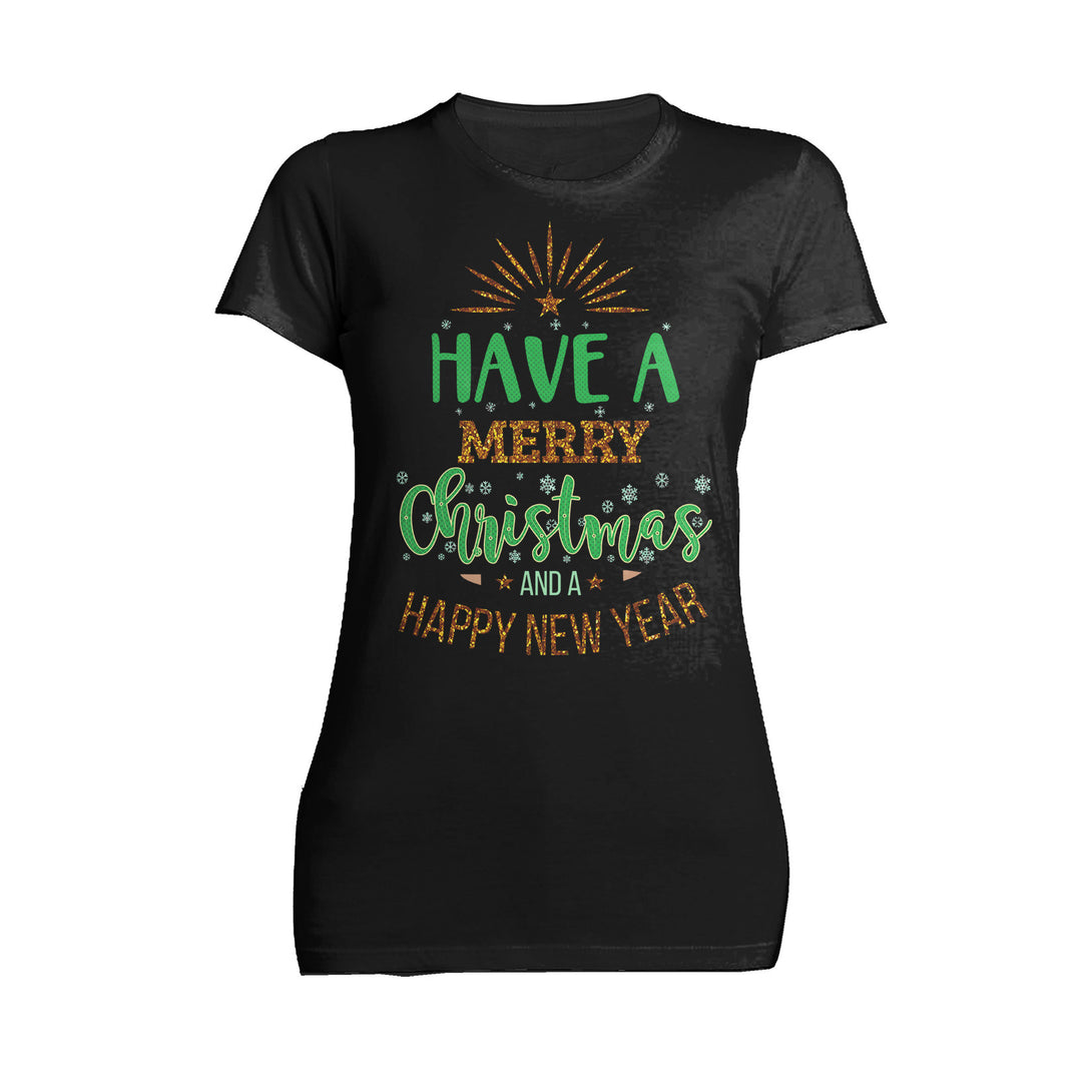 NYE Merry Christmas Sparkle Happy New Year Eve Xmas Party Women's T-Shirt Black - Urban Species