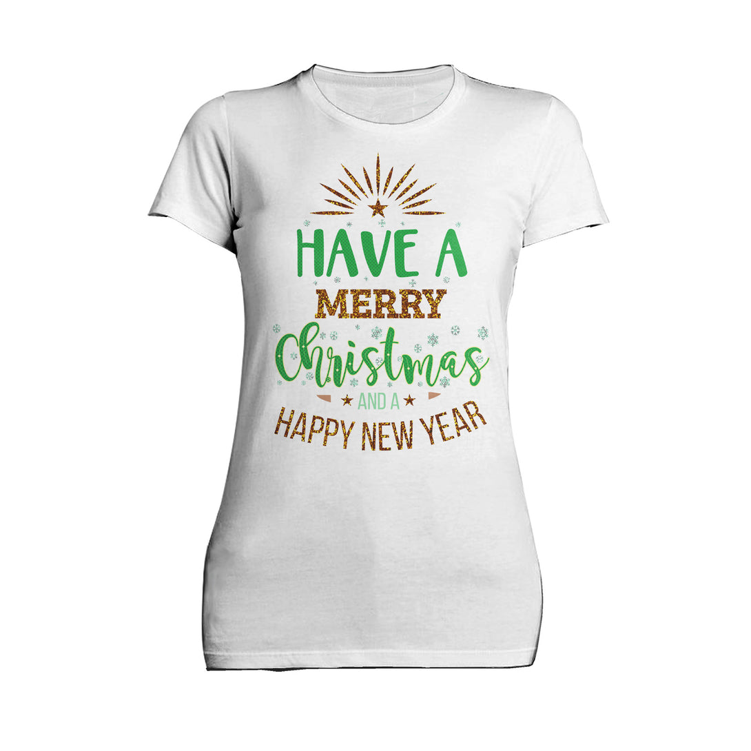 NYE Merry Christmas Sparkle Happy New Year Eve Xmas Party Women's T-Shirt White - Urban Species