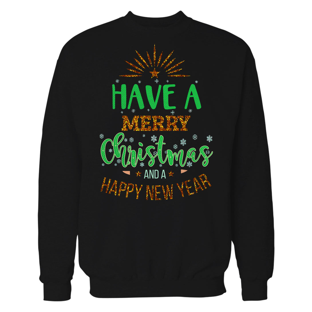 NYE Merry Christmas Sparkle Happy New Year Eve Xmas Party Unisex Sweatshirt Black - Urban Species