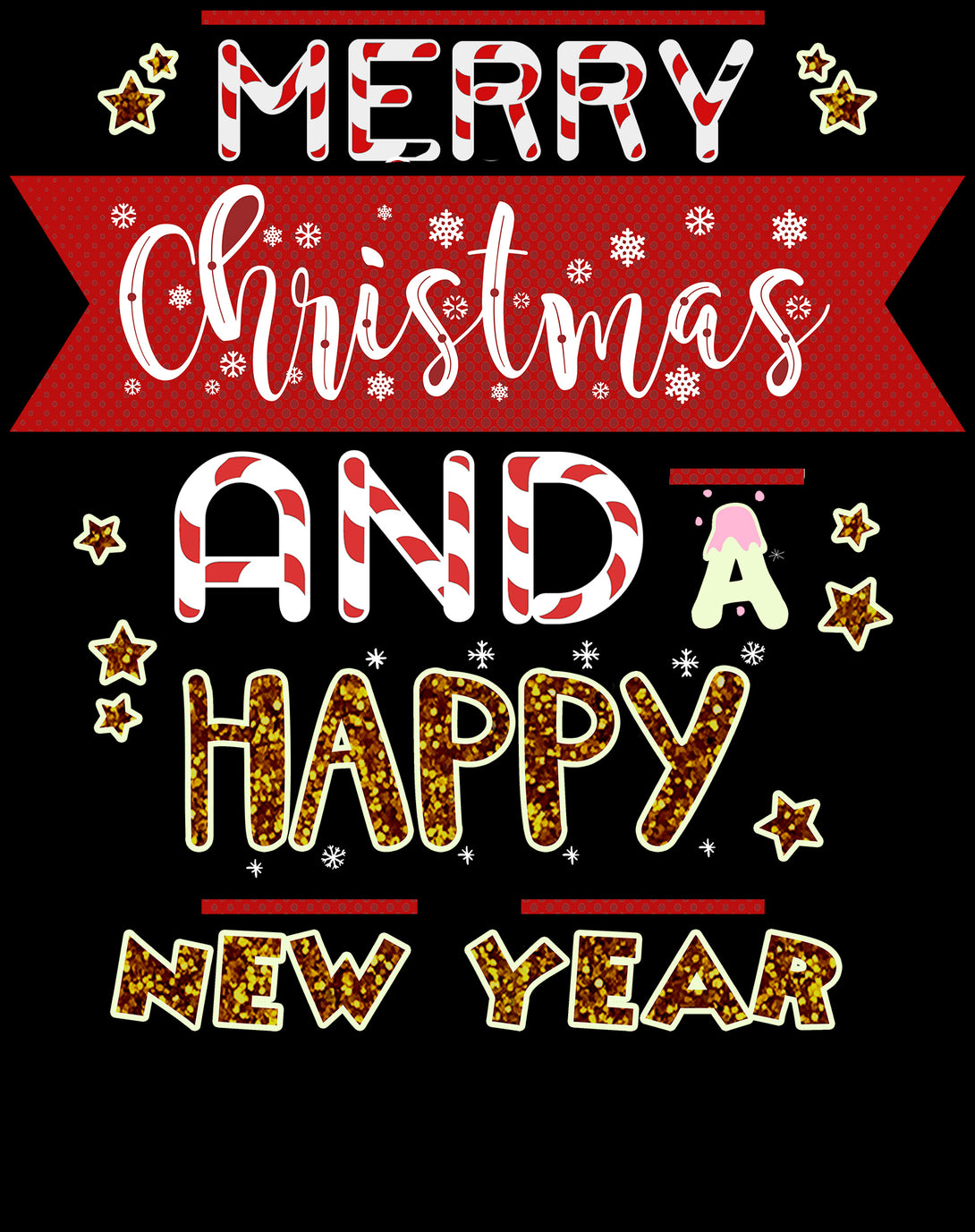 NYE Merry Christmas Stripes Happy New Year Sparkle Party Unisex Sweatshirt Black - Urban Species Design Close Up