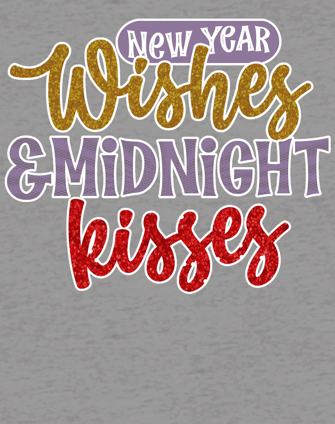 NYE New Year Wishes Midnight Kisses Eve Party Cute Couples Men's T-Shirt Sports Grey - Urban Species Design Close Up