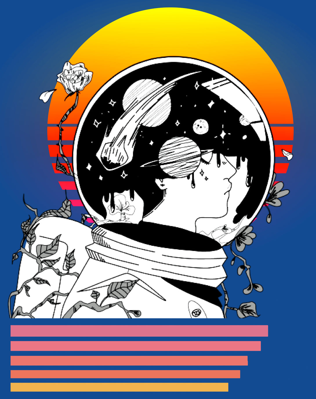 Science Space Astronaut Anime Retro Vintage Comic Nerd Geek Official Youth T-shirt Blue - Urban Species Design Close Up