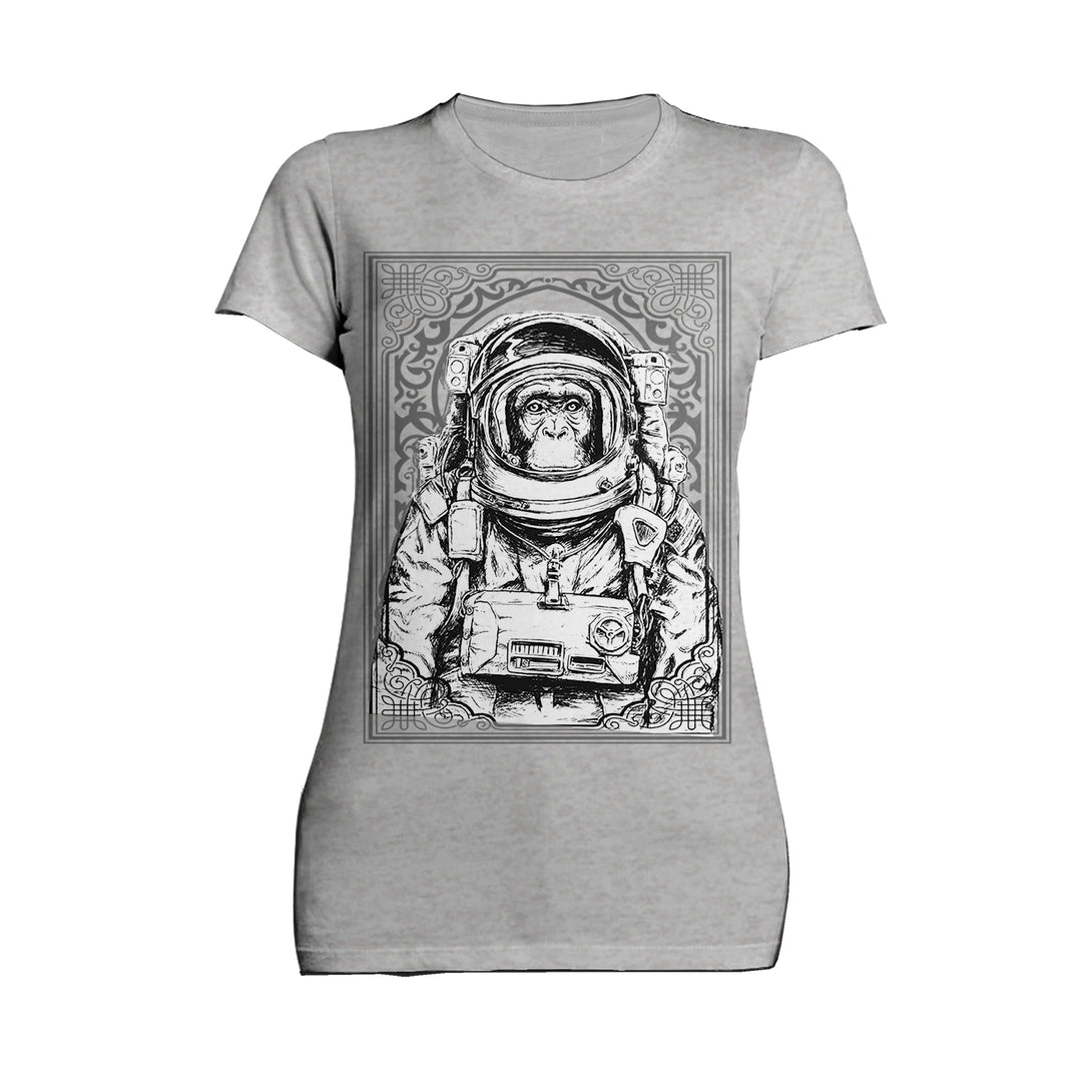 Science Space Monkey Astronaut Launch Nerdy Geek Chic Ironic Official Women's T-shirt Sports Grey - Urban Species