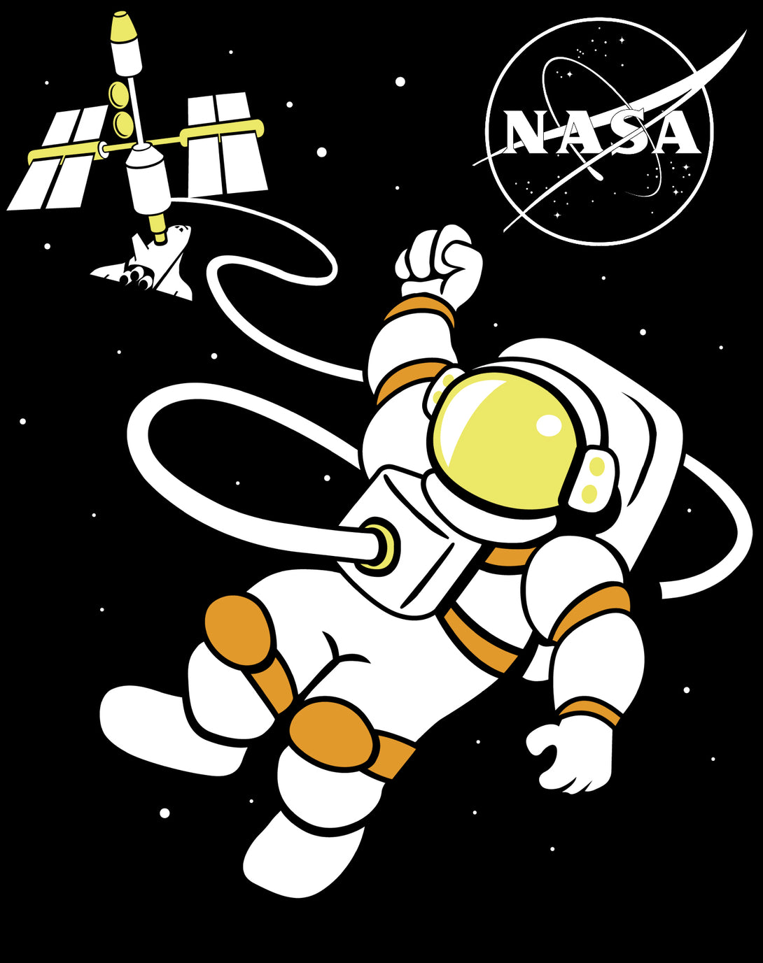Science Space NASA Astronaut Shuttle Rocket Nerd Geek Chic Official Youth T-shirt Black - Urban Species Design Close Up