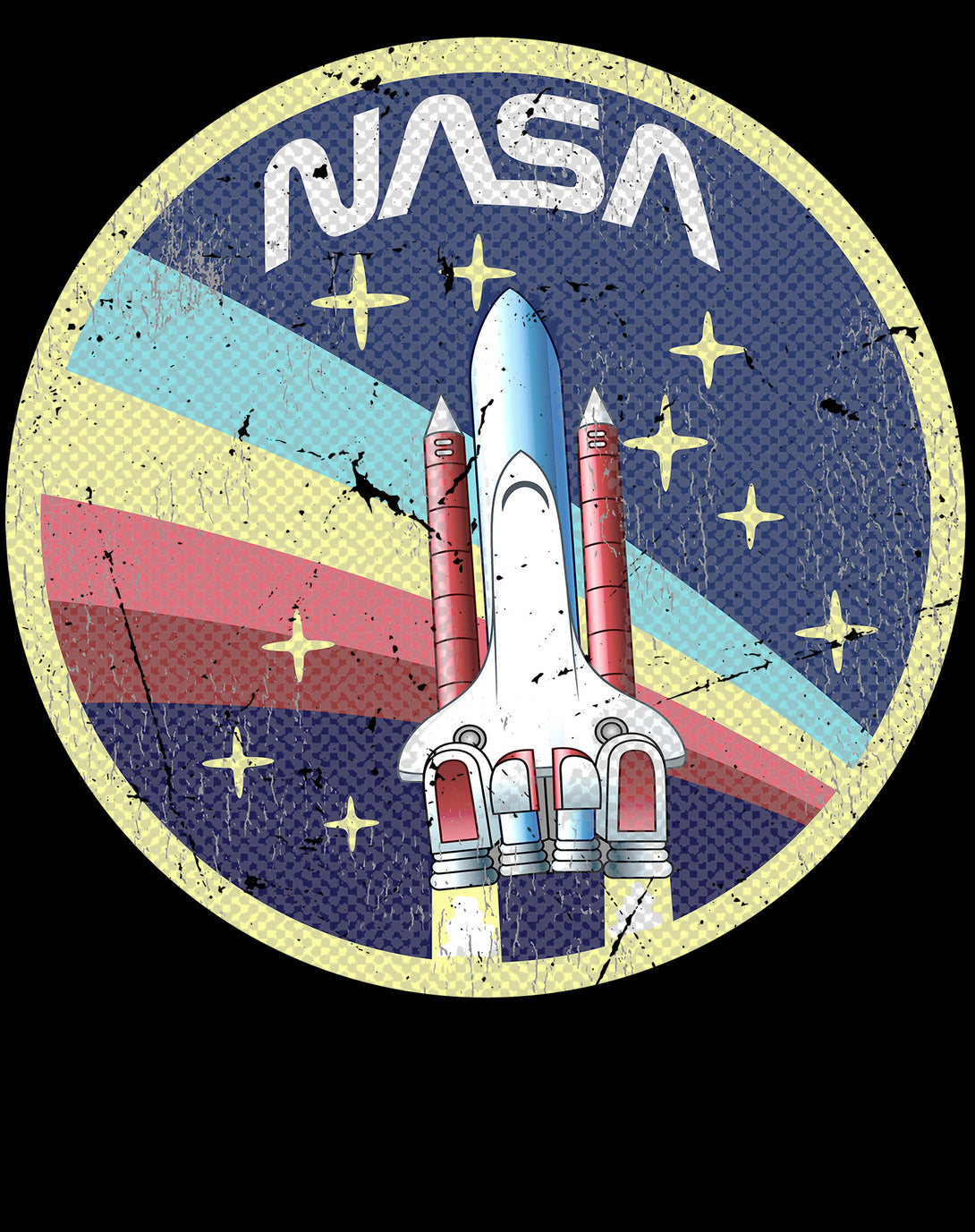 Science Space NASA Logo Rocket Retro Vintage Nerd Geek Chic Official Women's T-shirt Black - Urban Species Design Close Up