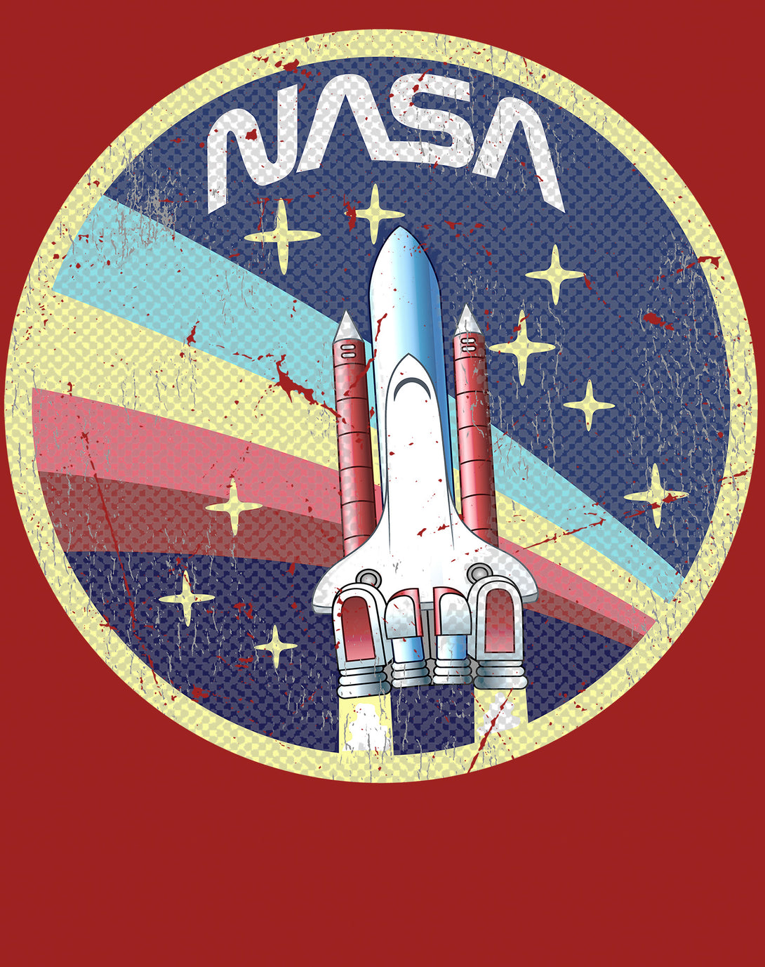 Science Space NASA Logo Rocket Retro Vintage Nerd Geek Chic Official Women's T-shirt Red - Urban Species Design Close Up