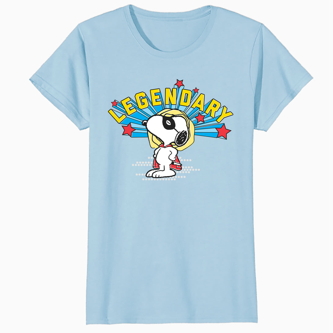 Peanuts Snoopy Masked Marvel Legendary Super Hero Caped Beagle Comic Official Women's SKINNY FIT T-Shirt - Baby Blue - Urban Species