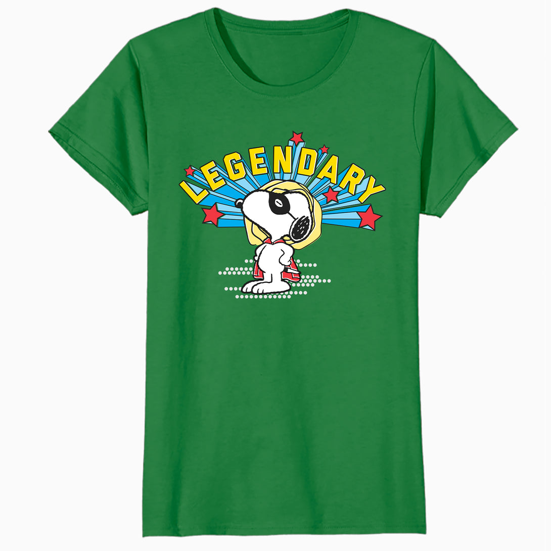 Peanuts Snoopy Masked Marvel Legendary Super Hero Caped Beagle Comic Official Women's SKINNY FIT T-Shirt - Green - Urban Species