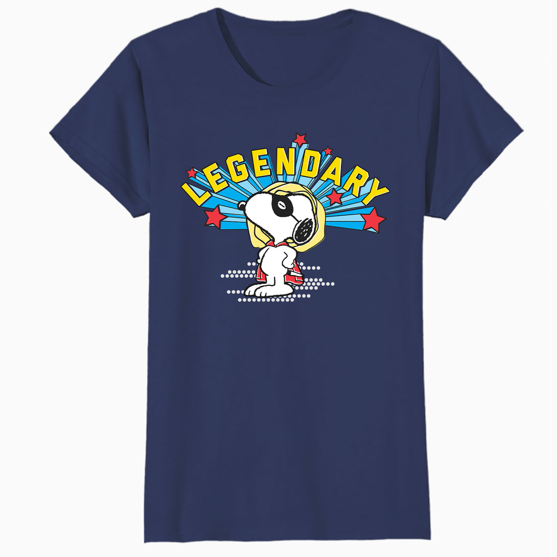 Peanuts Snoopy Masked Marvel Legendary Super Hero Caped Beagle Comic Official Women's SKINNY FIT T-Shirt - Navy - Urban Species