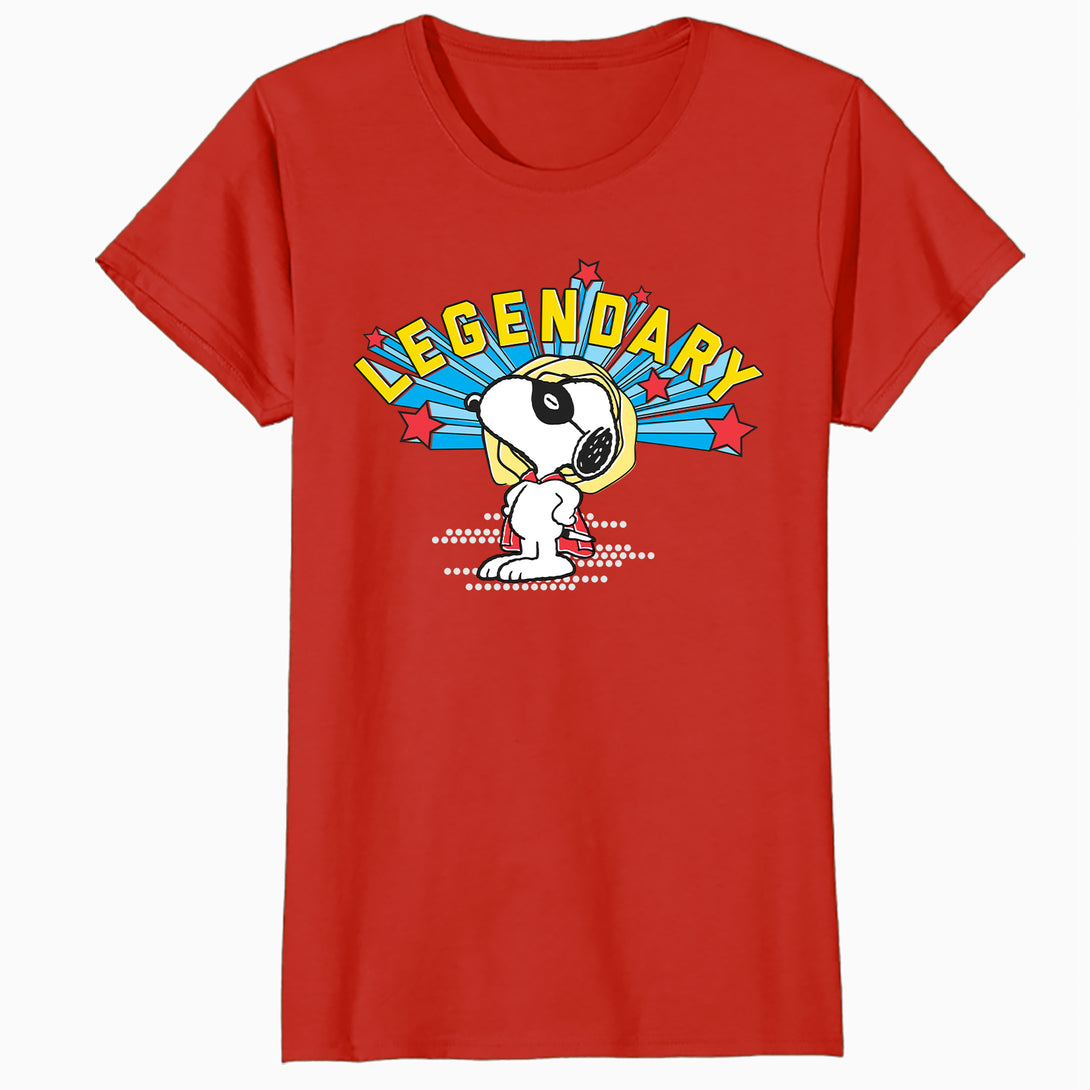 Peanuts Snoopy Masked Marvel Legendary Super Hero Caped Beagle Comic Official Women's SKINNY FIT T-Shirt - Red - Urban Species