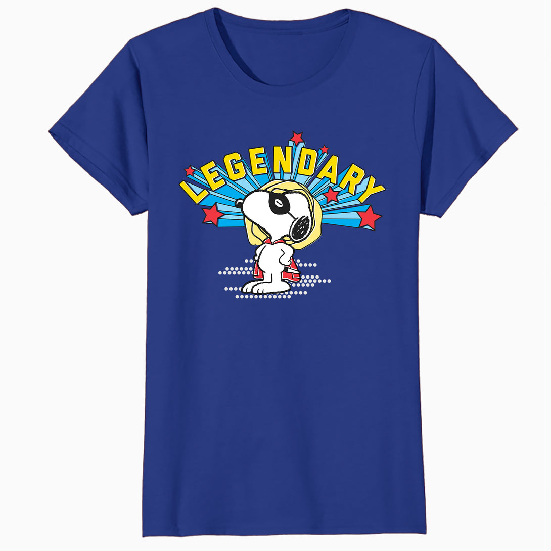 Peanuts Snoopy Masked Marvel Legendary Super Hero Caped Beagle Comic Official Women's SKINNY FIT T-Shirt - Royal Blue - Urban Species