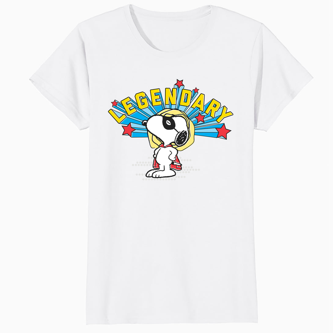 Peanuts Snoopy Masked Marvel Legendary Super Hero Caped Beagle Comic Official Women's SKINNY FIT T-Shirt - White - Urban Species
