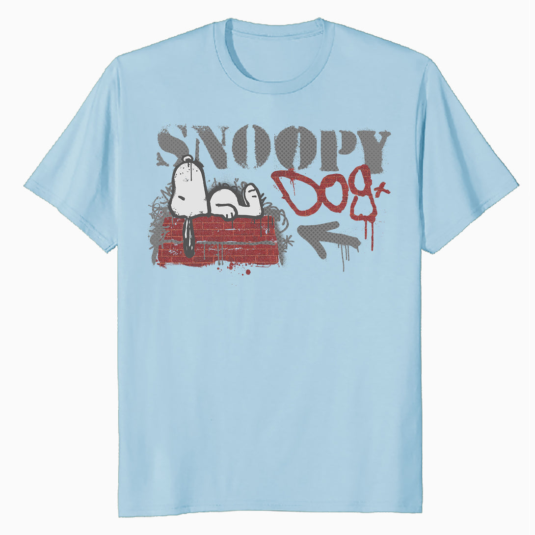 Peanuts Graffiti Snoopy Dog House Cool 90s Urban Stencil Art Official Men's T-Shirt - Baby Blue - Urban Species