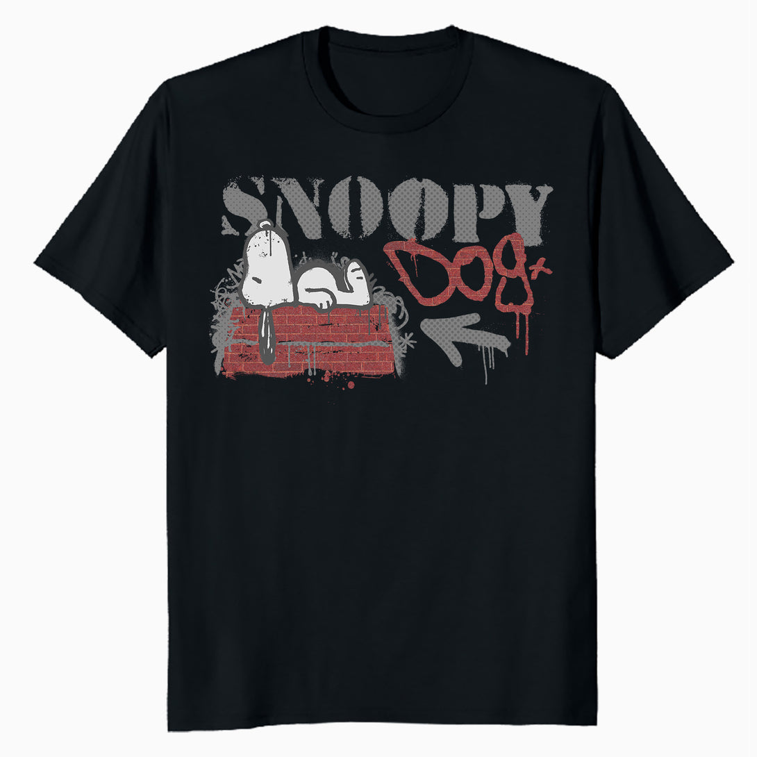 Peanuts Graffiti Snoopy Dog House Cool 90s Urban Stencil Art Official Men's T-Shirt - Black - Urban Species