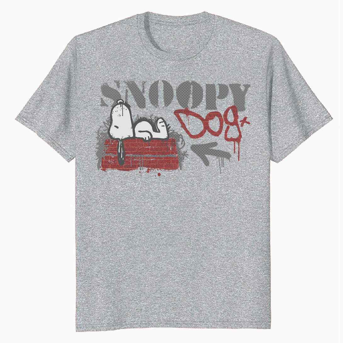 Peanuts Graffiti Snoopy Dog House Cool 90s Urban Stencil Art Official Men's T-Shirt - Heather Grey - Urban Species