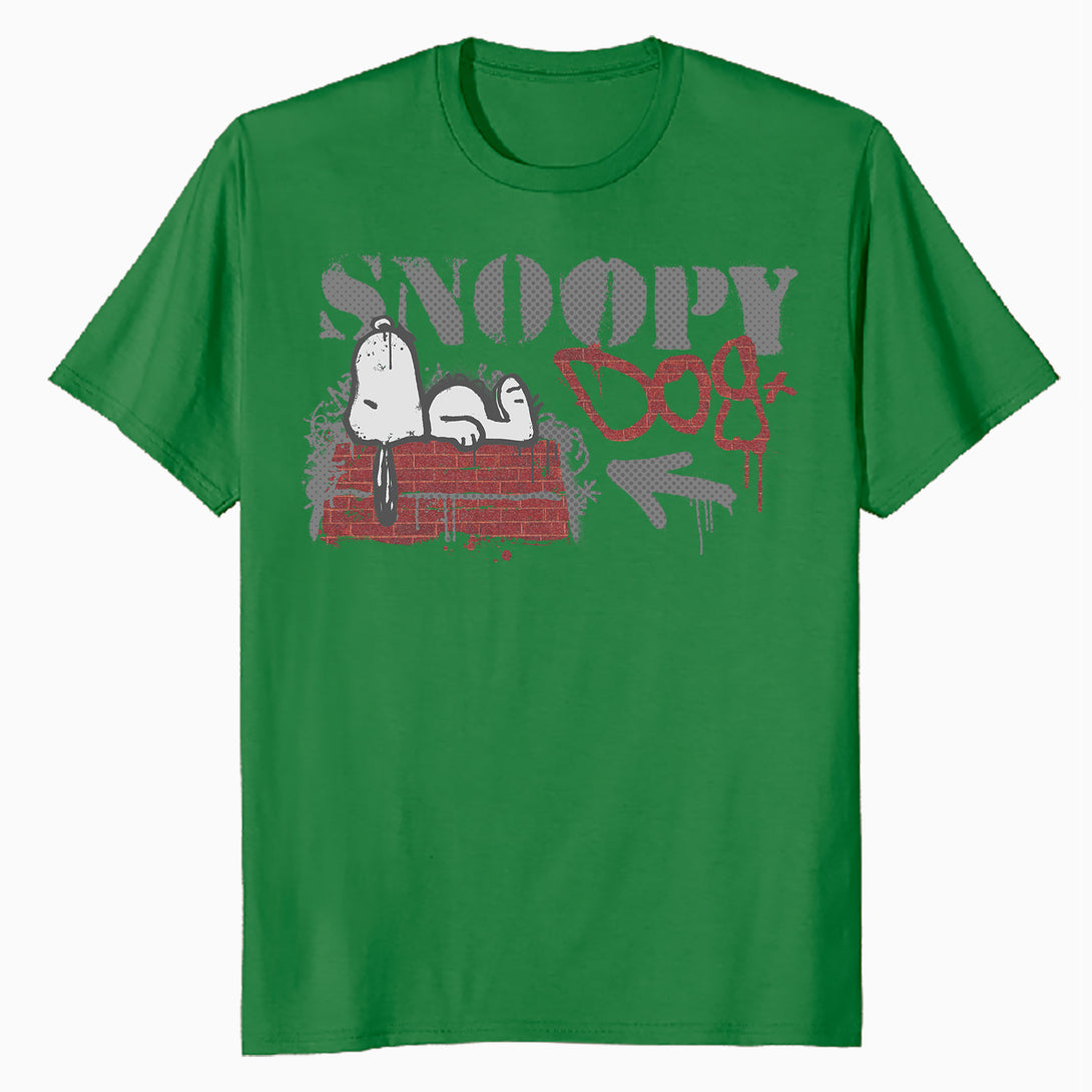 Peanuts Graffiti Snoopy Dog House Cool 90s Urban Stencil Art Official Men's T-Shirt - Green - Urban Species