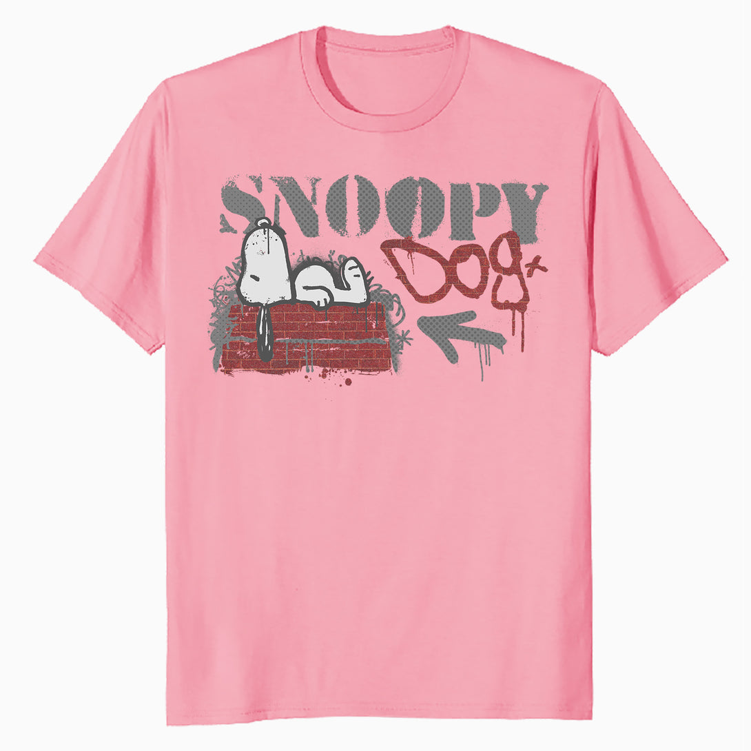 Peanuts Graffiti Snoopy Dog House Cool 90s Urban Stencil Art Official Men's T-Shirt - Pink - Urban Species