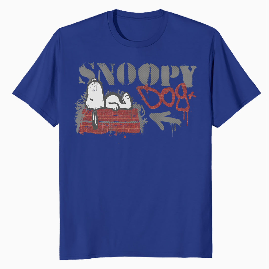 Peanuts Graffiti Snoopy Dog House Cool 90s Urban Stencil Art Official Men's T-Shirt - Royal Blue - Urban Species