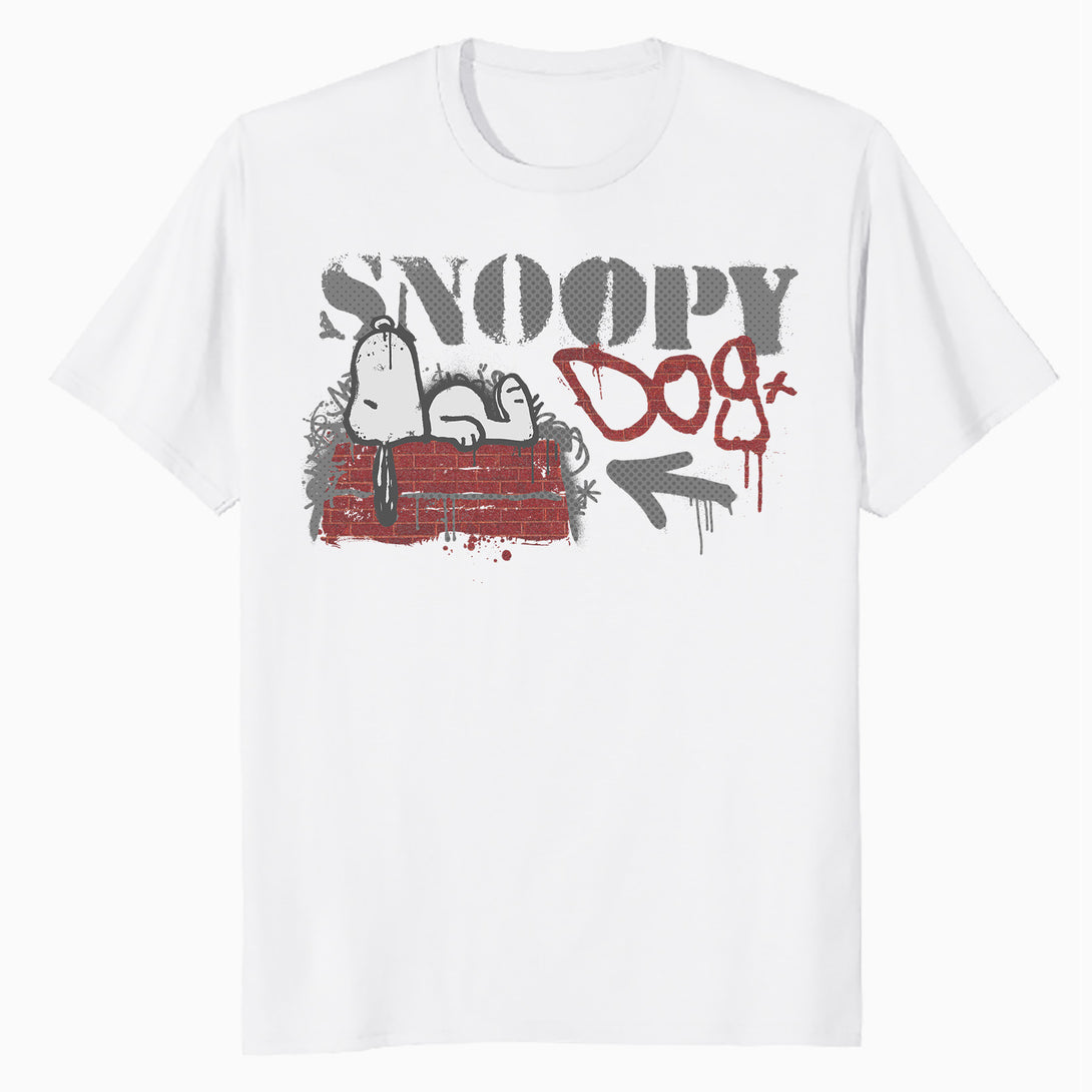 Peanuts Graffiti Snoopy Dog House Cool 90s Urban Stencil Art Official Men's T-Shirt - White - Urban Species