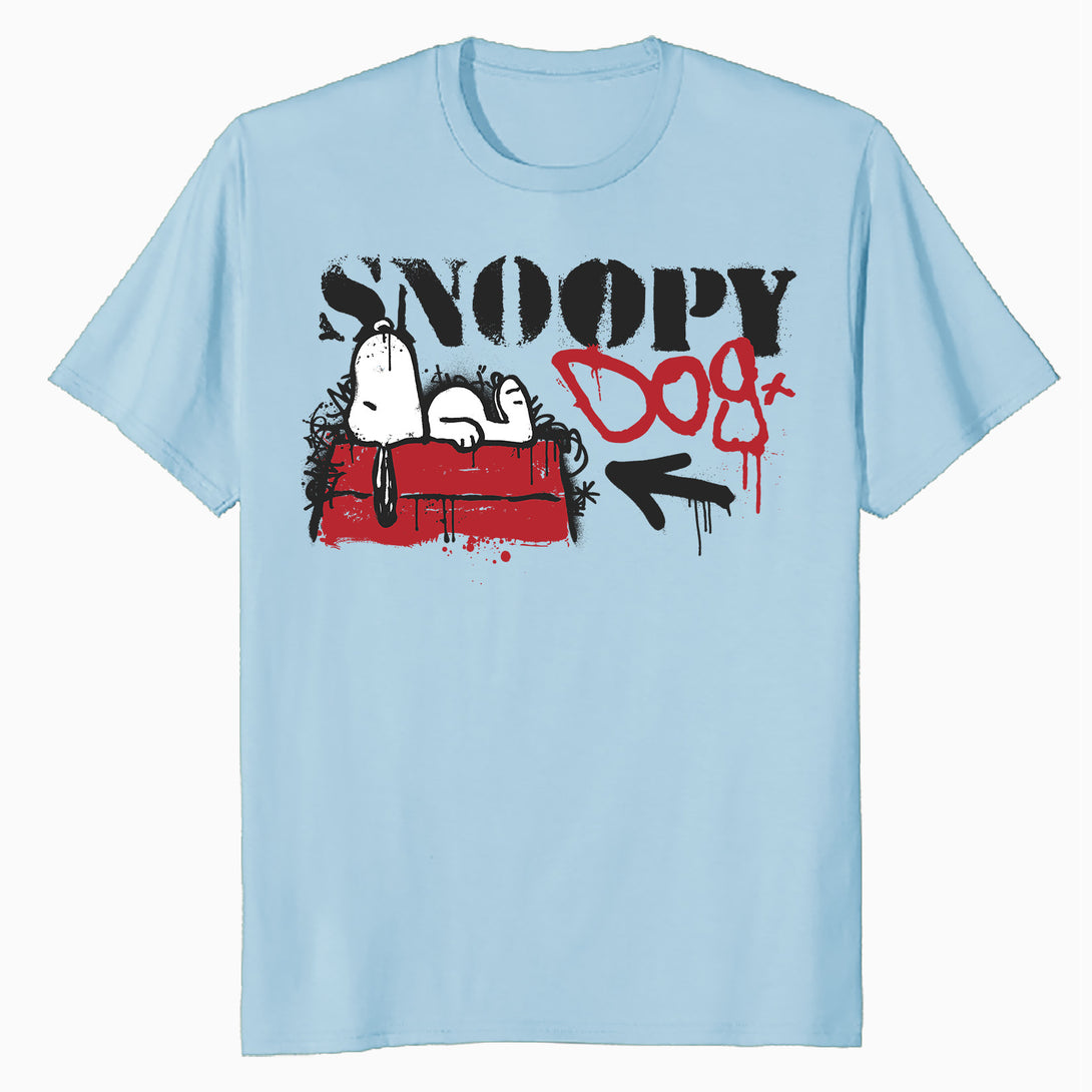 Peanuts Graffiti Snoopy Dog House Cool 90s Urban Street Art Official Men's T-Shirt - Baby Blue - Urban Species