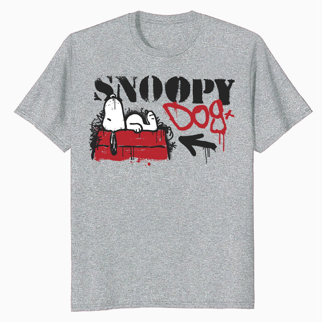 Peanuts Graffiti Snoopy Dog House Cool 90s Urban Street Art Official Men's T-Shirt - Heather Grey - Urban Species