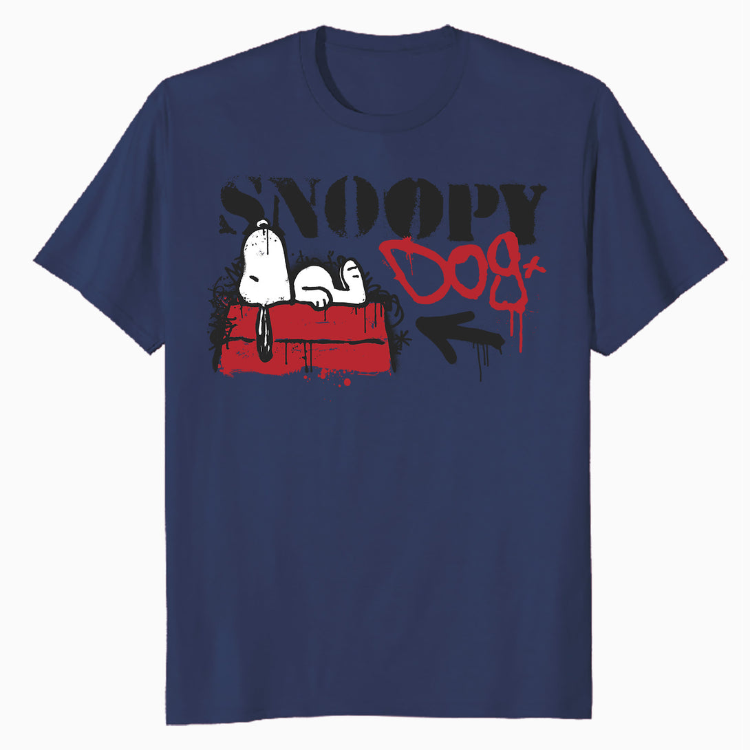 Peanuts Graffiti Snoopy Dog House Cool 90s Urban Street Art Official Men's T-Shirt - Navy - Urban Species