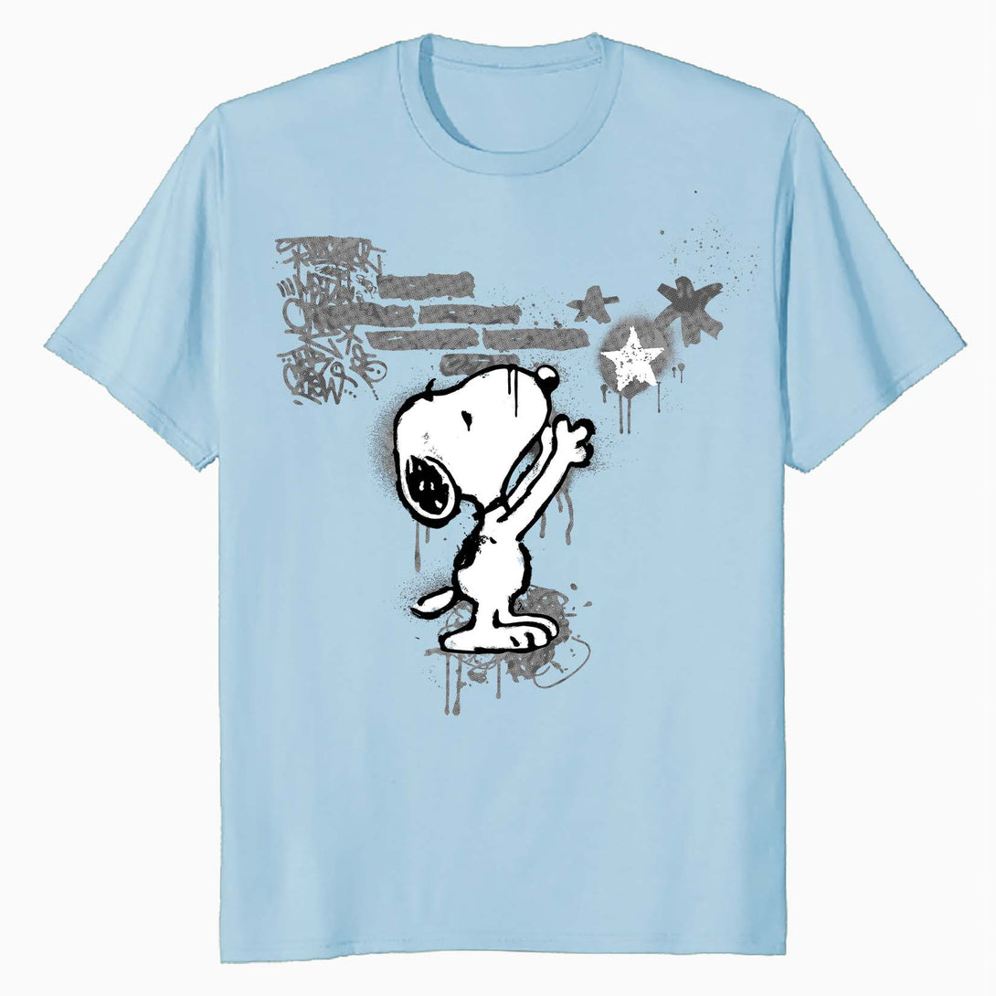 Peanuts Graffiti Snoopy Stencil Star Street Art Retro Urban Official Men's T-Shirt - Baby Blue - Urban Species