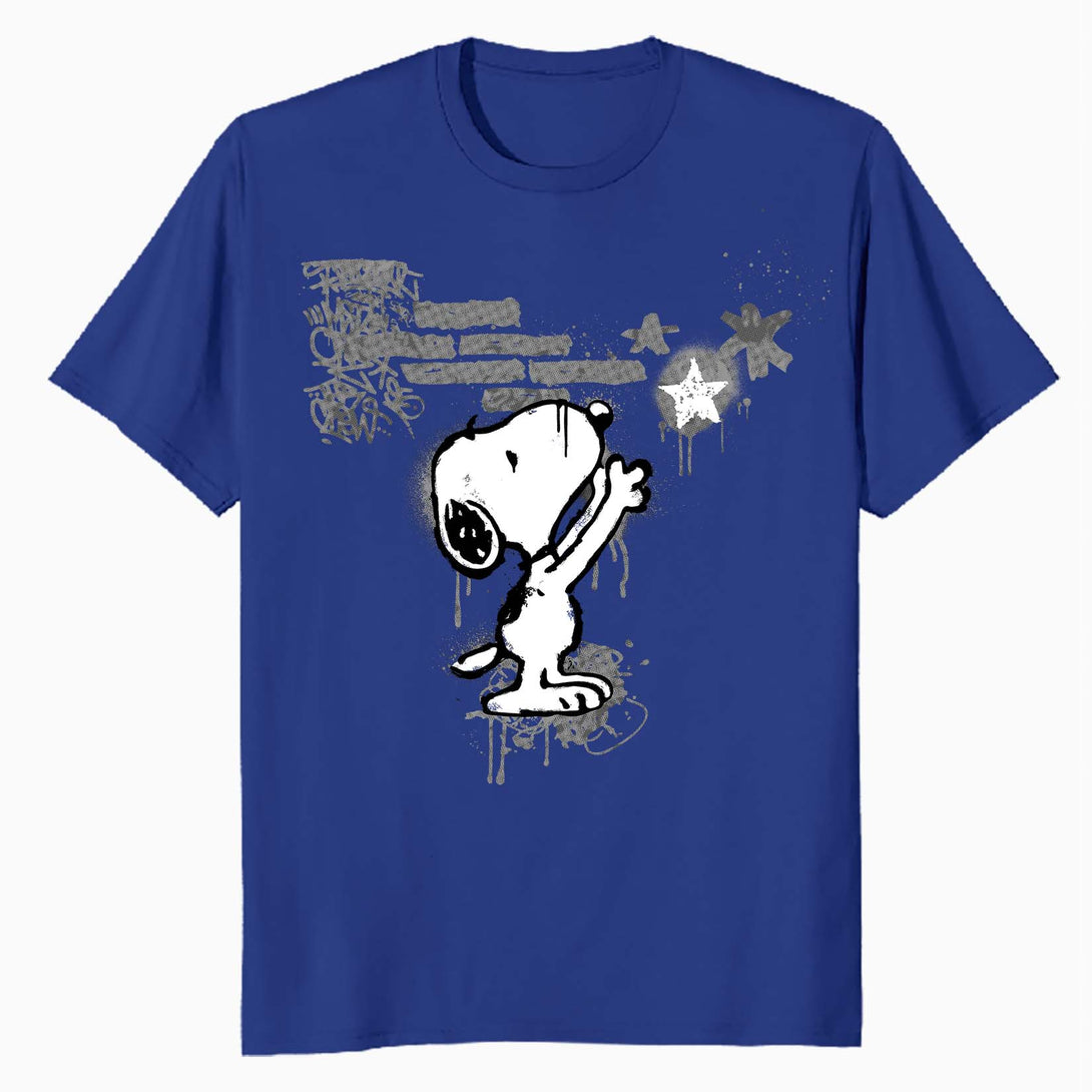 Peanuts Graffiti Snoopy Stencil Star Street Art Retro Urban Official Men's T-Shirt - Royal Blue - Urban Species