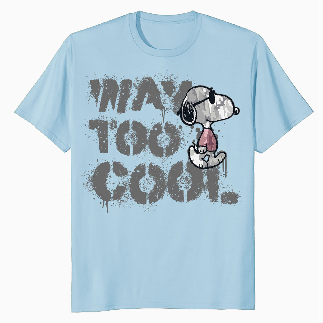 Peanuts Joe Cool Snoopy Way Too Graffiti Stencil Urban Art Official Men's T-Shirt - Baby Blue - Urban Species