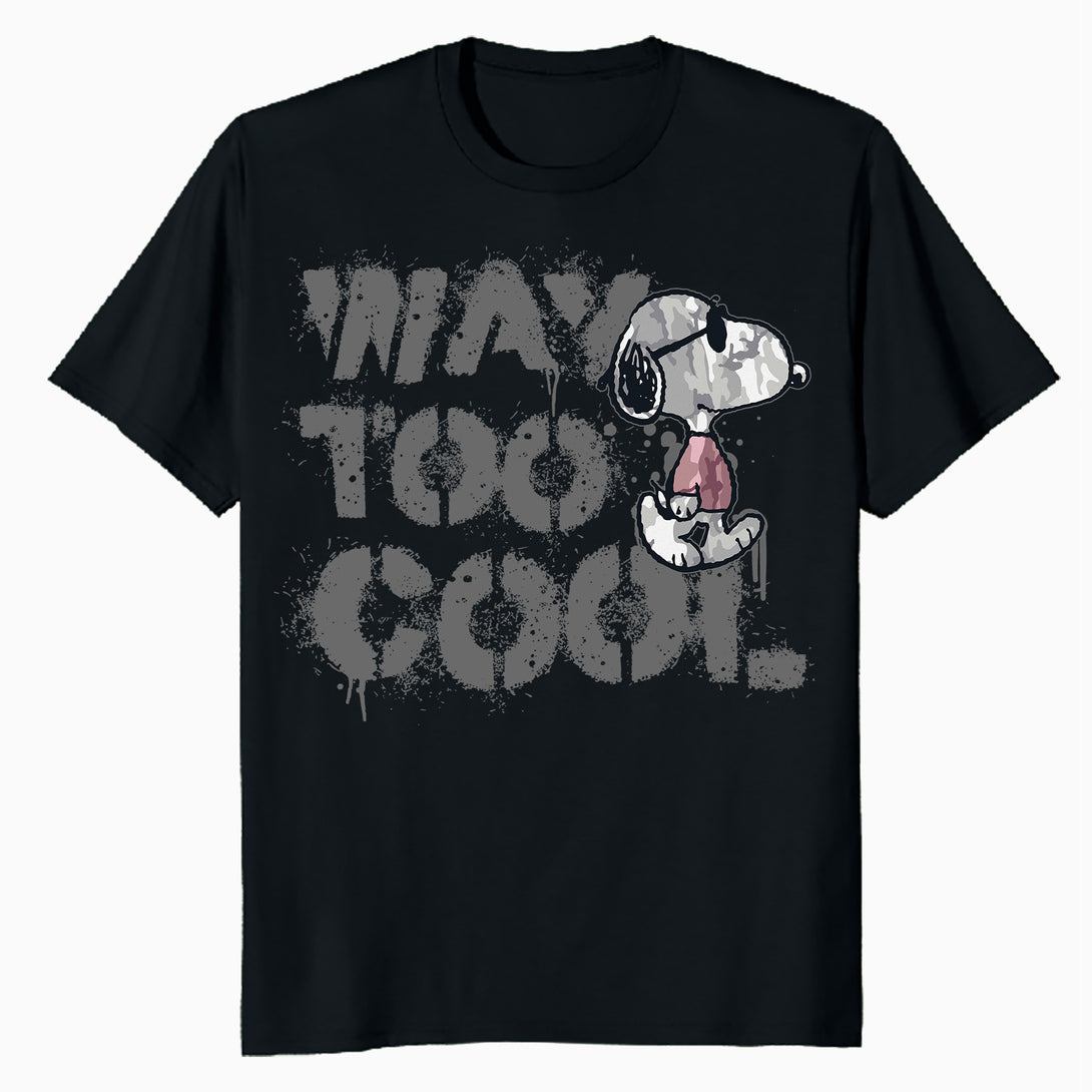 Peanuts Joe Cool Snoopy Way Too Graffiti Stencil Urban Art Official Men's T-Shirt - Black - Urban Species