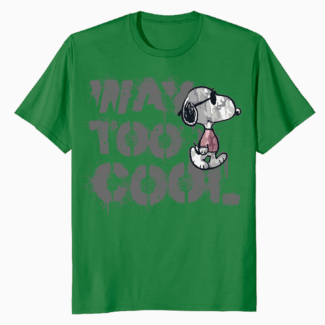 Peanuts Joe Cool Snoopy Way Too Graffiti Stencil Urban Art Official Men's T-Shirt - Green - Urban Species