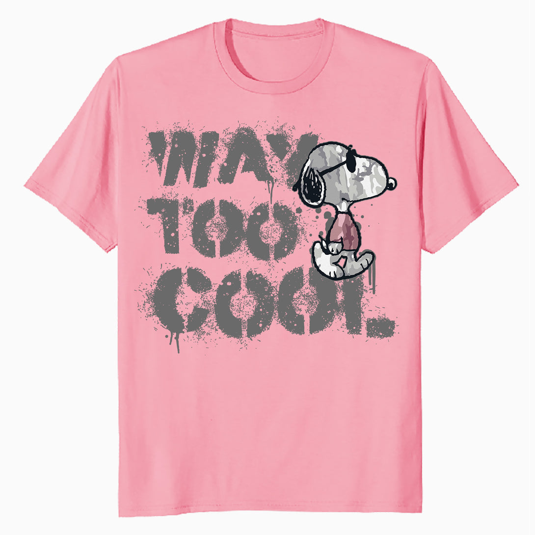 Peanuts Joe Cool Snoopy Way Too Graffiti Stencil Urban Art Official Men's T-Shirt - Pink - Urban Species