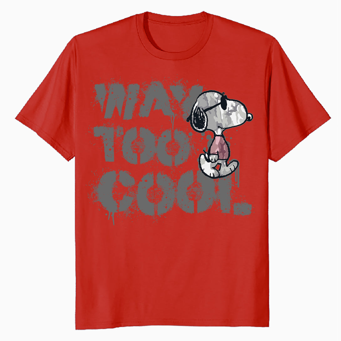 Peanuts Joe Cool Snoopy Way Too Graffiti Stencil Urban Art Official Men's T-Shirt - Red - Urban Species