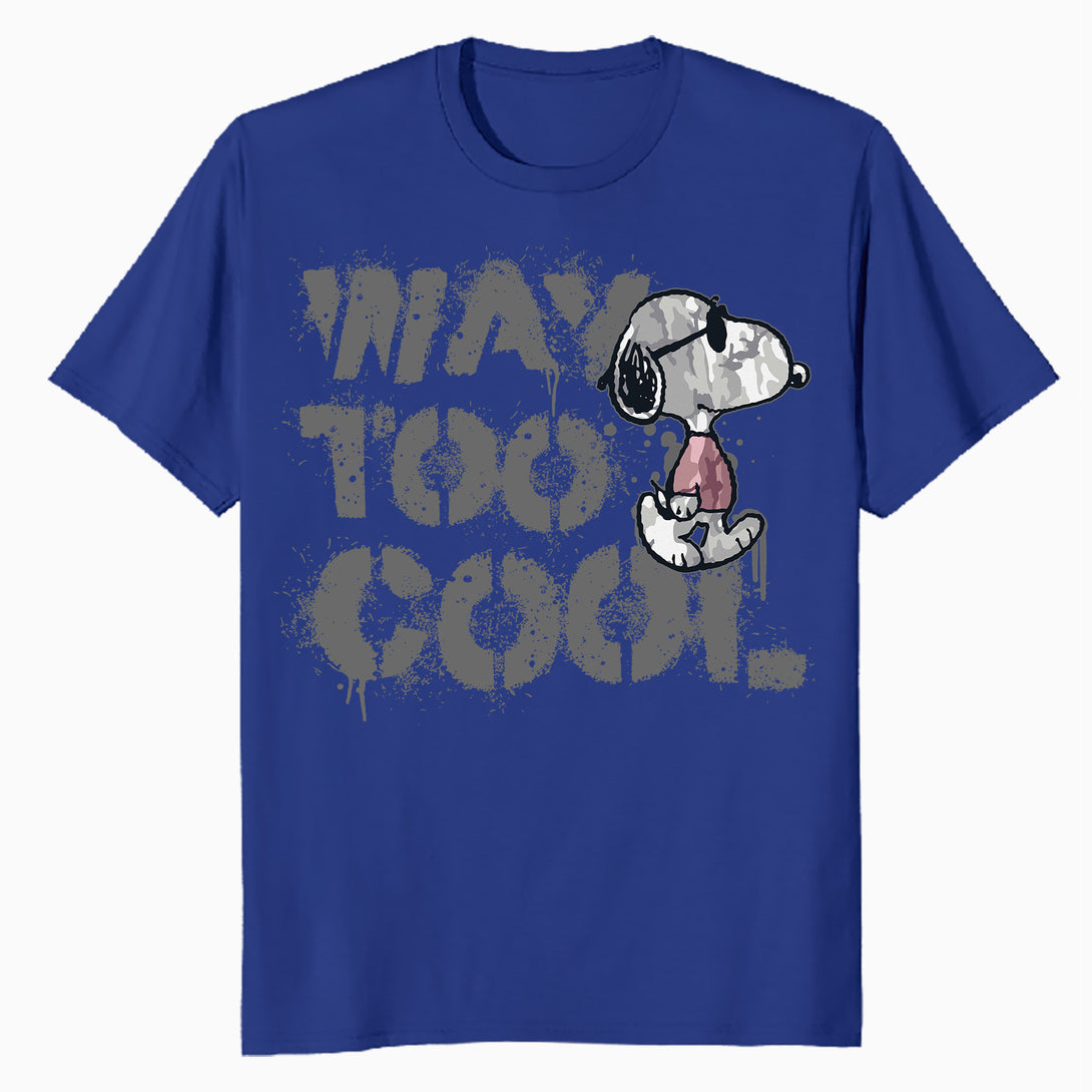 Peanuts Joe Cool Snoopy Way Too Graffiti Stencil Urban Art Official Men's T-Shirt - Royal Blue - Urban Species