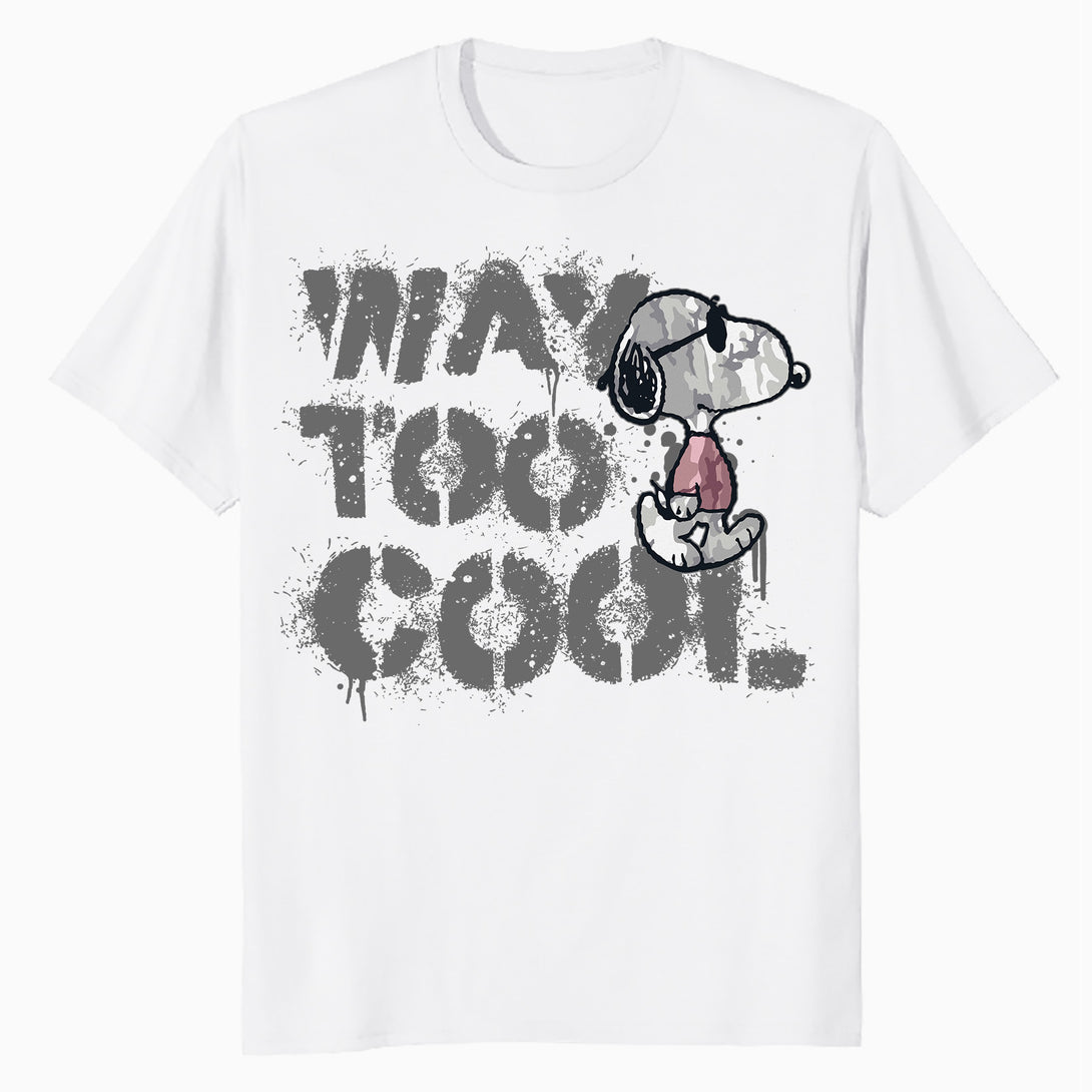 Peanuts Joe Cool Snoopy Way Too Graffiti Stencil Urban Art Official Men's T-Shirt - White - Urban Species