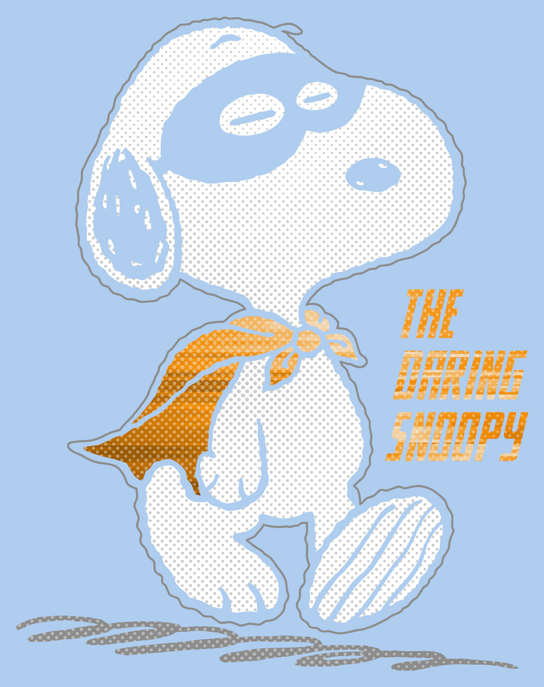 Peanuts Snoopy The Daring Superhero Retro 80s 90s Cartoon Official Women's SKINNY FIT T-Shirt - Baby Blue - Urban Species Design Close Up