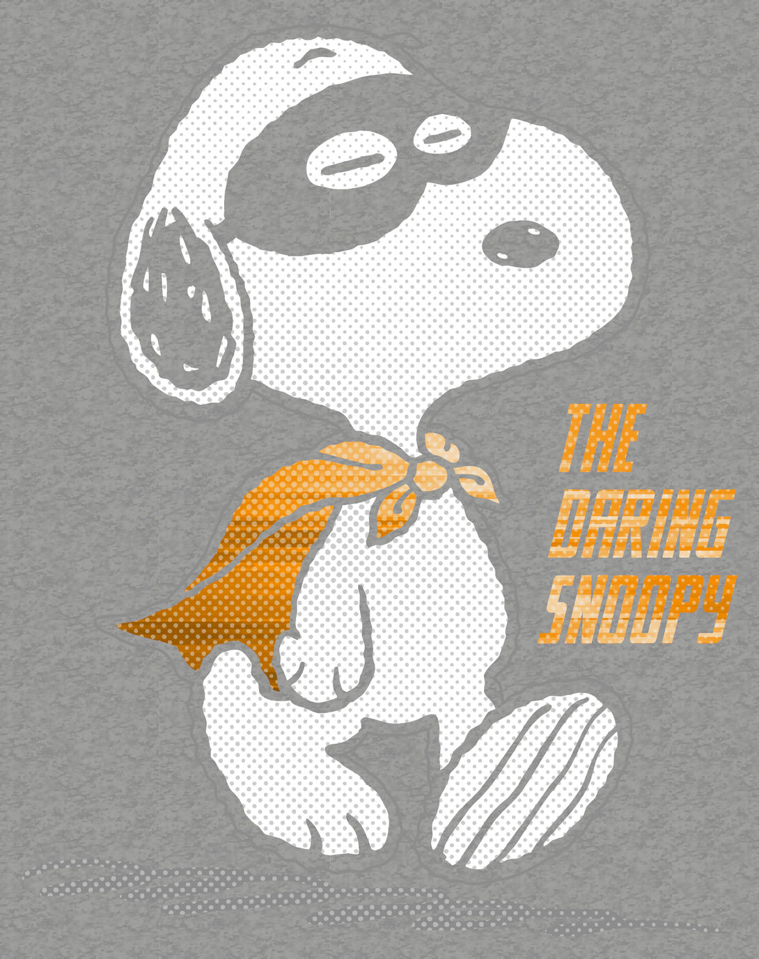 Peanuts Snoopy The Daring Superhero Retro 80s 90s Cartoon Official Women's SKINNY FIT T-Shirt - Sports Grey - Urban Species Design Close Up