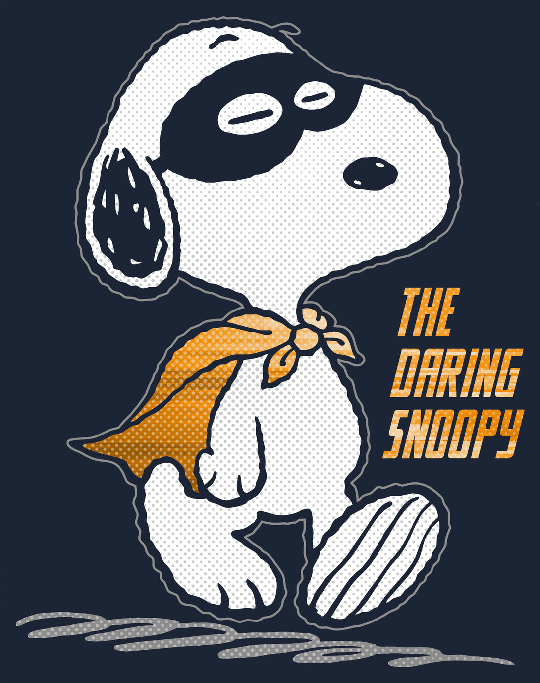 Peanuts Snoopy The Daring Superhero Retro 80s 90s Cartoon Official Women's SKINNY FIT T-Shirt - Navy - Urban Species Design Close Up