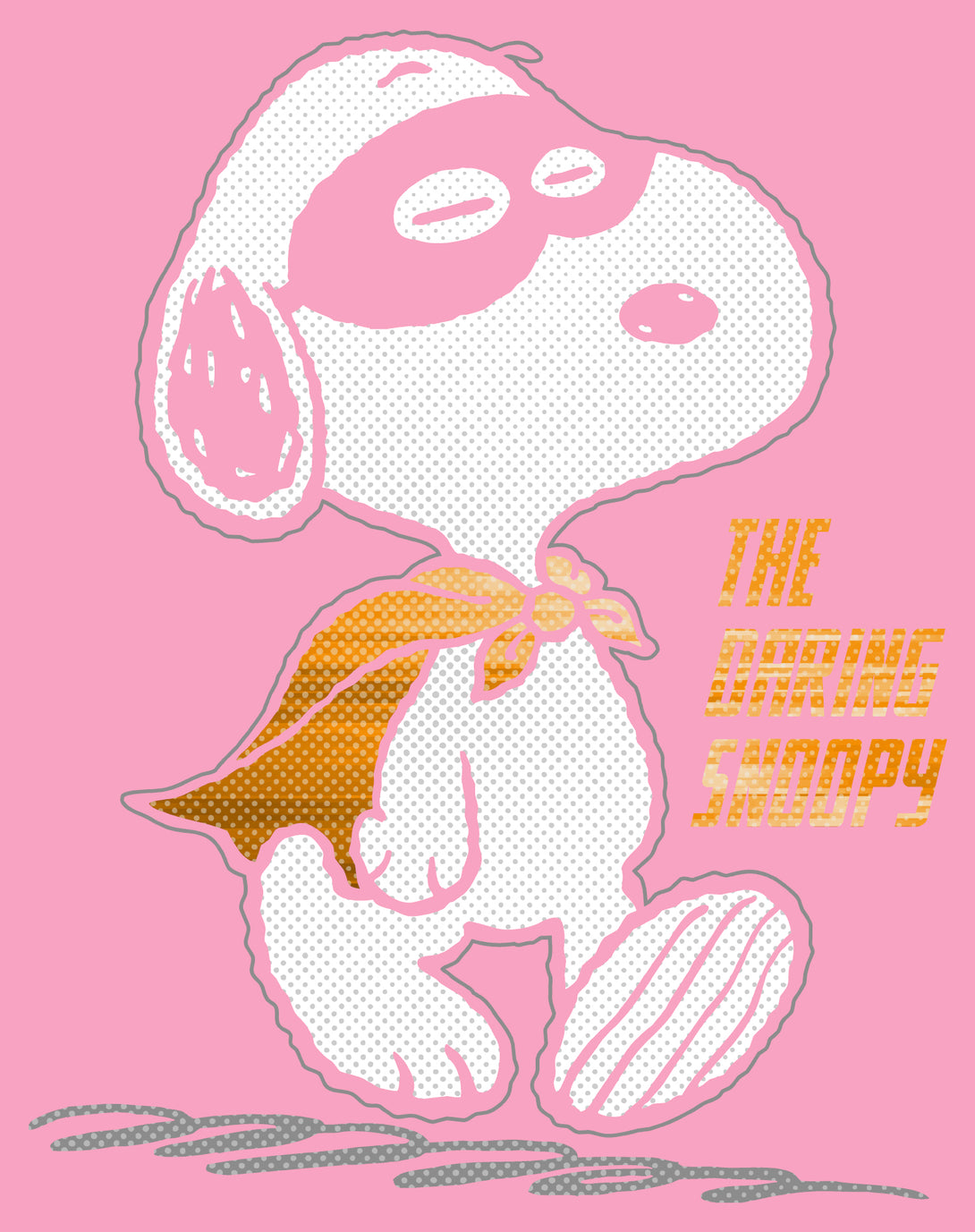 Peanuts Snoopy The Daring Superhero Retro 80s 90s Cartoon Official Women's SKINNY FIT T-Shirt - Pink - Urban Species Design Close Up
