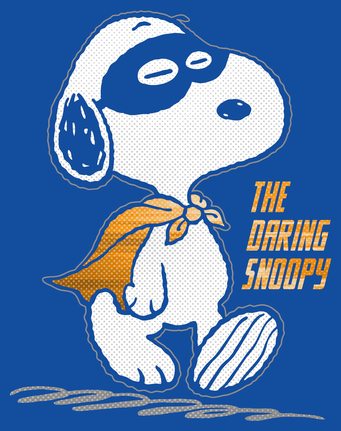Peanuts Snoopy The Daring Superhero Retro 80s 90s Cartoon Official Women's SKINNY FIT T-Shirt - Royal Blue - Urban Species Design Close Up