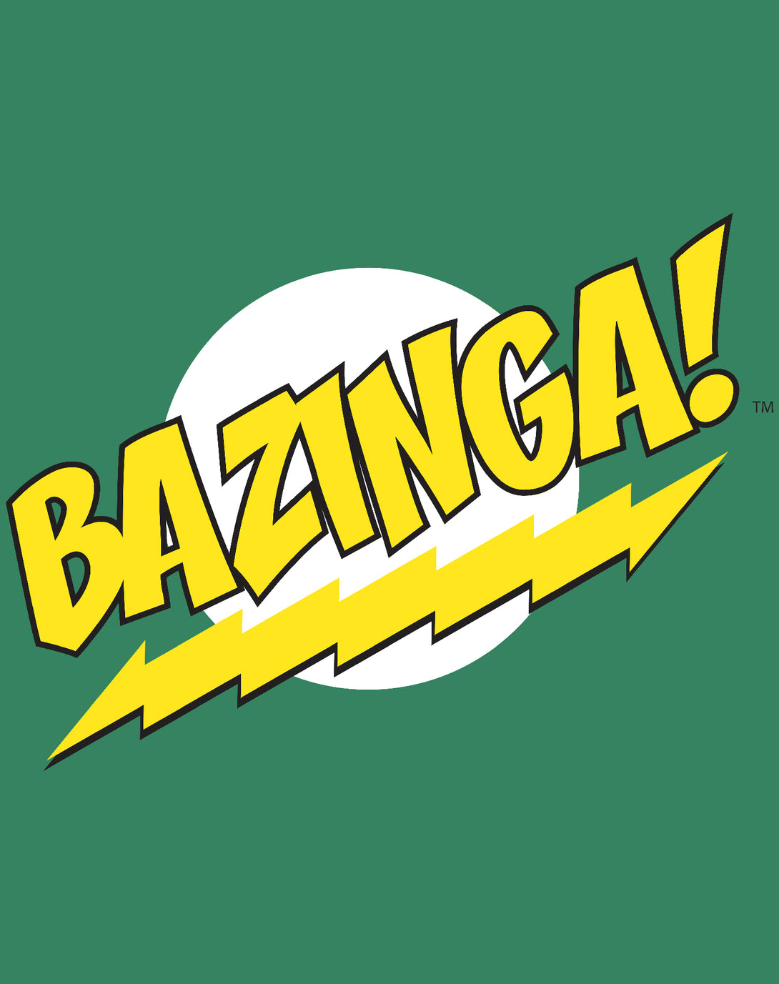 Big Bang Theory +Logo Bazinga Official Men's T-Shirt Green - Urban Species Design Close Up