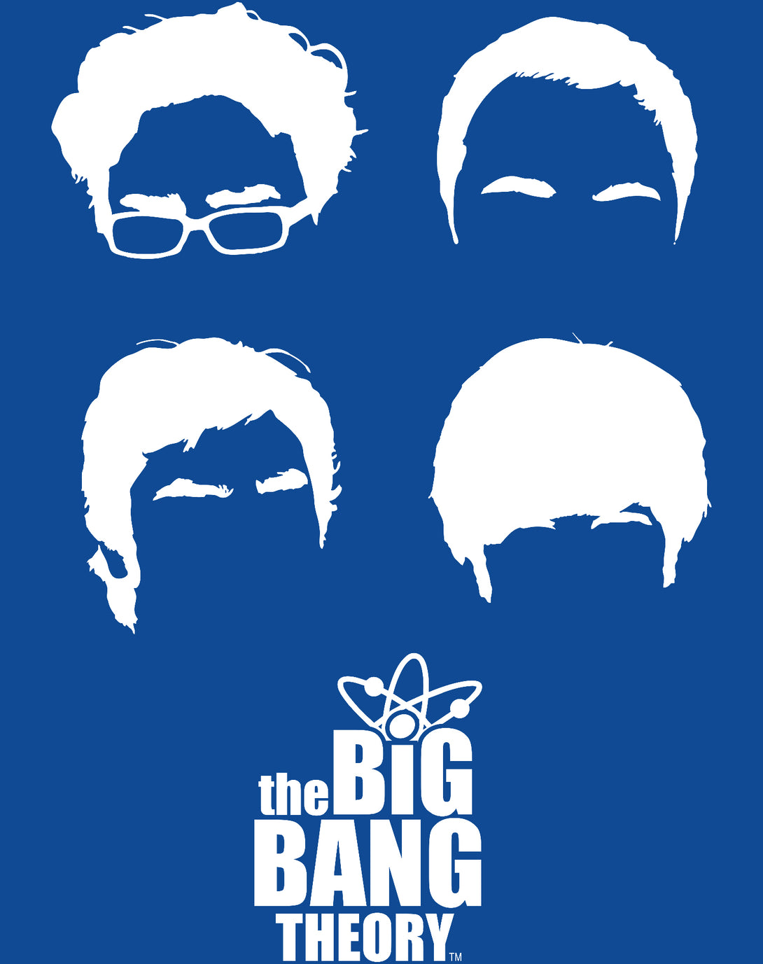 Big Bang Theory +Logo Group Hair Official Men's T-shirt Blue - Urban Species Design Close Up