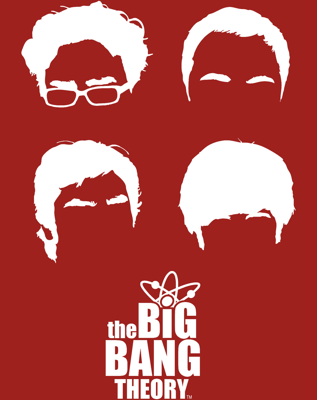 Big Bang Theory +Logo Group Hair Official Men's T-shirt Red - Urban Species Design Close Up