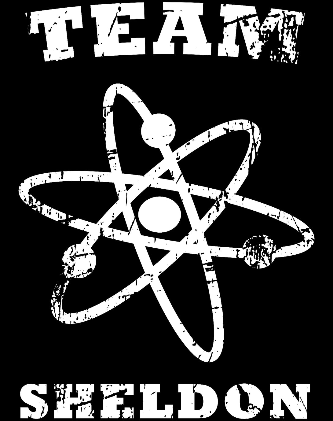 Big Bang Theory +Logo Team Sheldon Atom Official Men's T-shirt Black - Urban Species Design Close Up