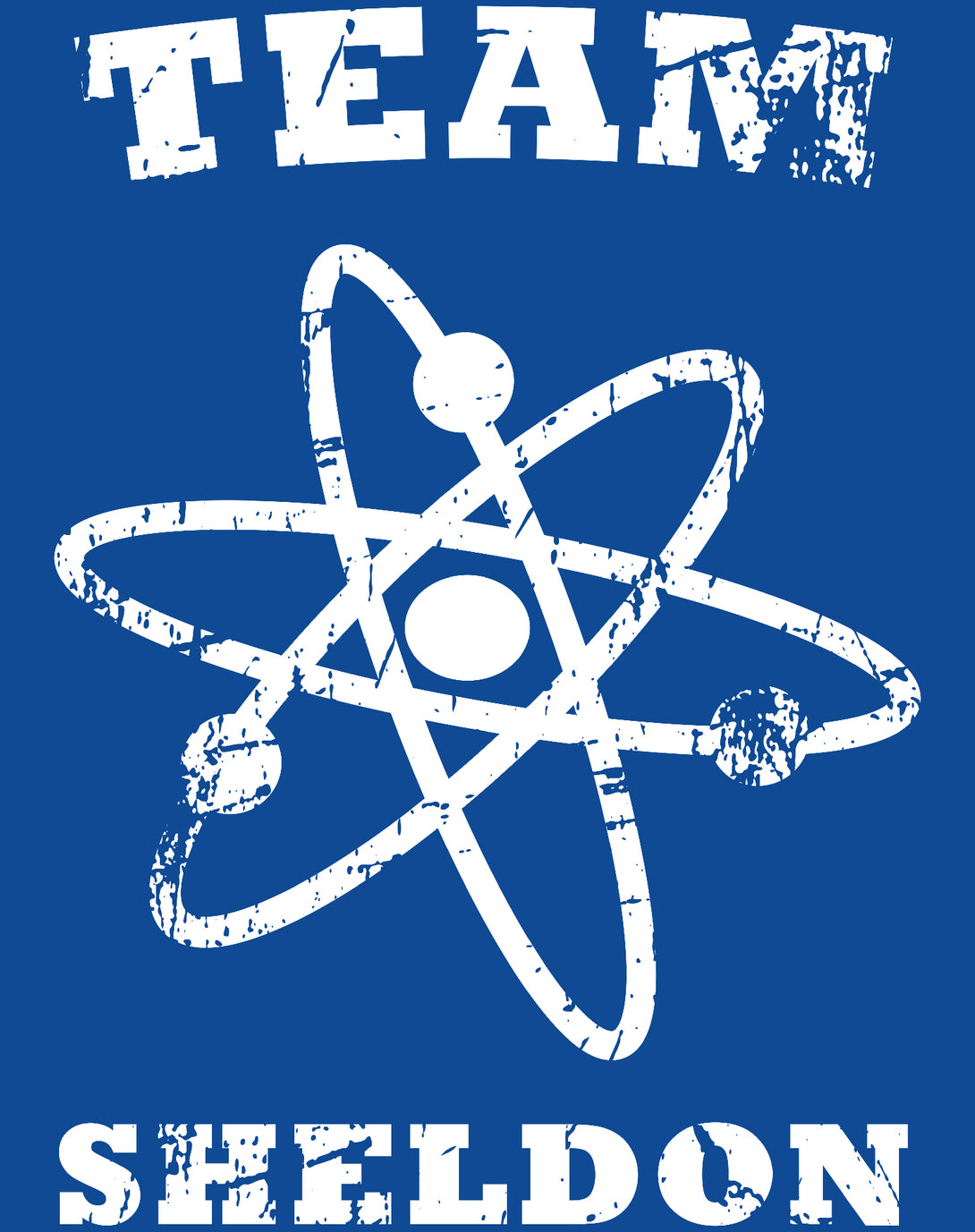 Big Bang Theory +Logo Team Sheldon Atom Official Men's T-shirt Blue - Urban Species Design Close Up