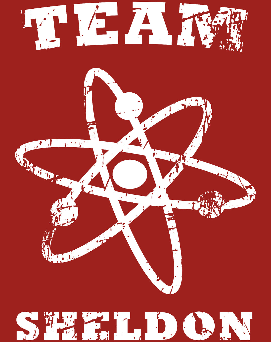 Big Bang Theory +Logo Team Sheldon Atom Official Sweatshirt Red - Urban Species Design Close Up