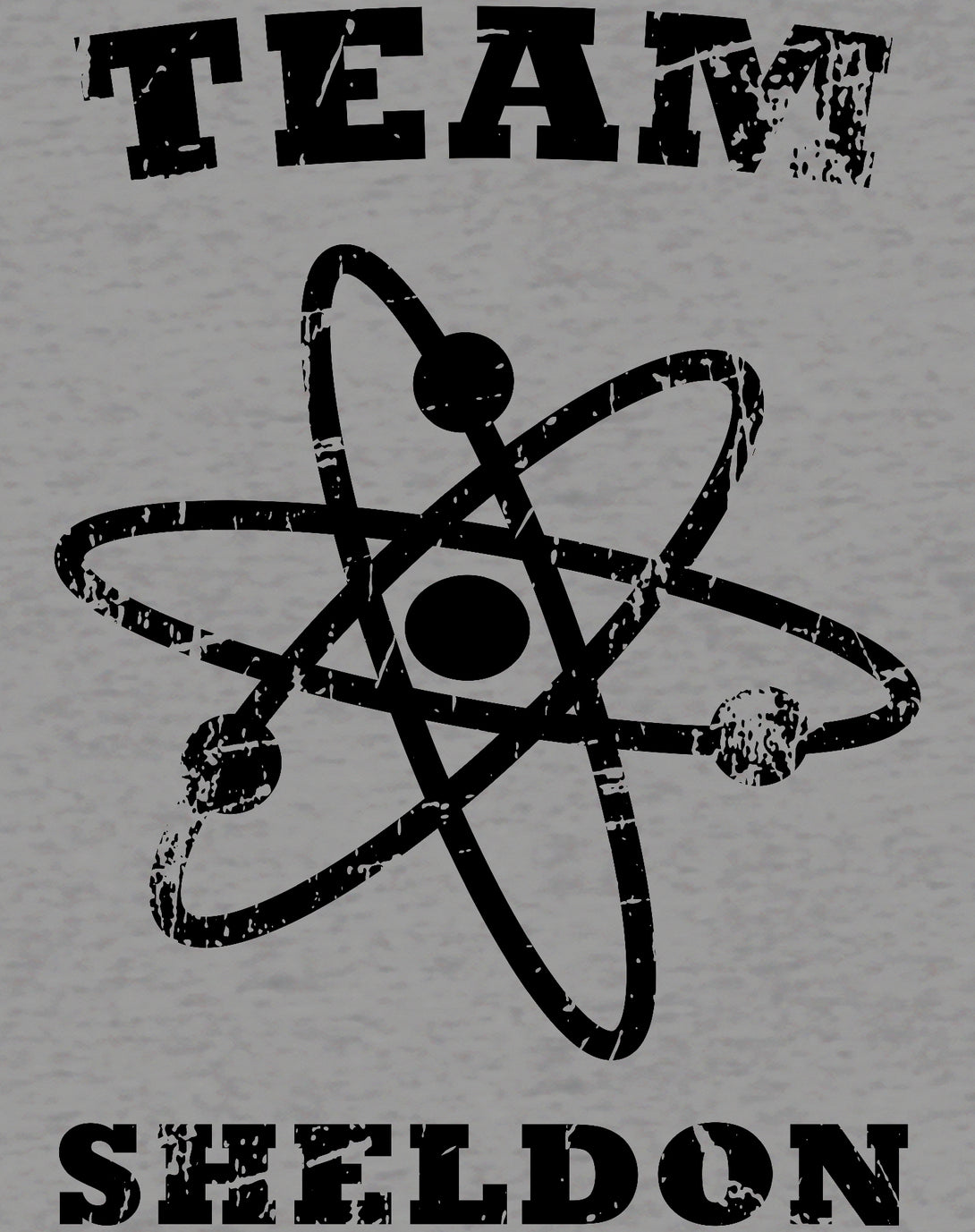 Big Bang Theory +Logo Team Sheldon Atom Official Men's T-shirt Sports Grey - Urban Species Design Close Up