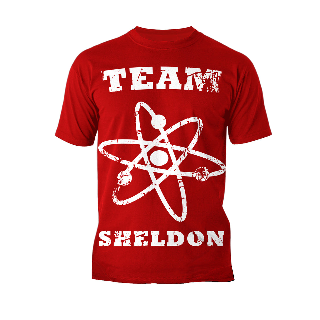 Big Bang Theory +Logo Team Sheldon Atom Official Men's T-shirt Red - Urban Species